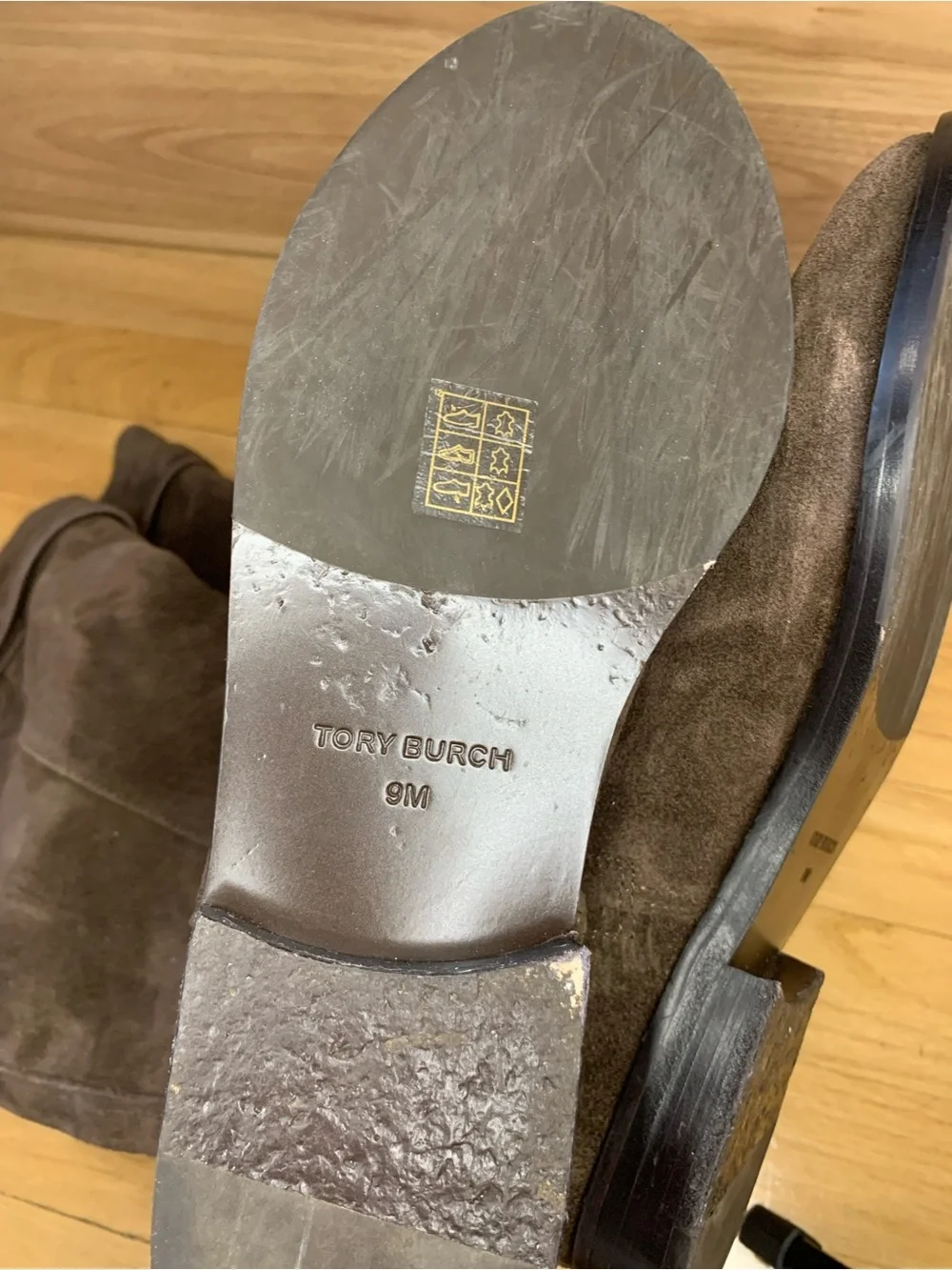 Tory Burch Brown T Lock Suede Riding Boots - Size 9